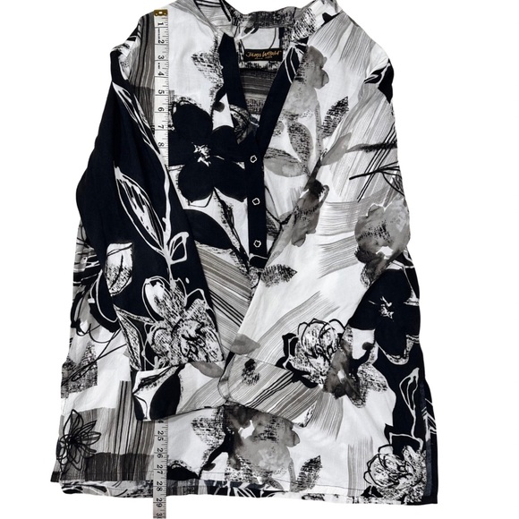 Jams World Black White Gray Abstract Floral Tunic Top SZ XL Minimalist USA Made - Picture 7 of 8